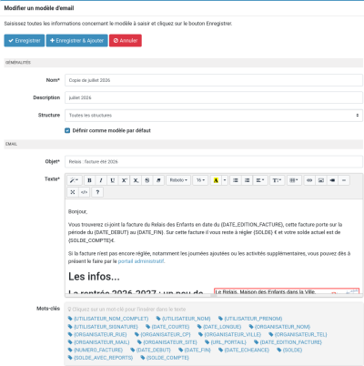 nouveau modèle d'email